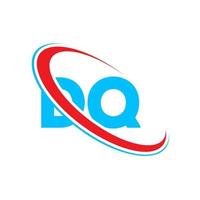dq logo. dq design. blu e rosso dq lettera. dq lettera logo design. iniziale lettera dq connesso cerchio maiuscolo monogramma logo. vettore