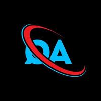 qa logo. qa design. blu e rosso qa lettera. qa lettera logo design. iniziale lettera qa connesso cerchio maiuscolo monogramma logo. vettore