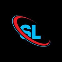sl logo. sl design. blu e rosso sl lettera. sl lettera logo design. iniziale lettera sl connesso cerchio maiuscolo monogramma logo. vettore