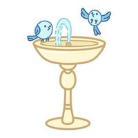 giardino pietra Fontana. uccello bagno classico modulo. carino illustrazione nel cartone animato stile. vettore arte su bianca sfondo.