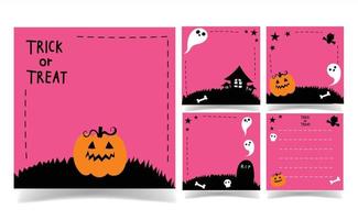 Halloween nero e rosa colore sfondo collezione. promemoria modello. vettore