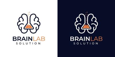 cervello e laboratorio logo design vettore