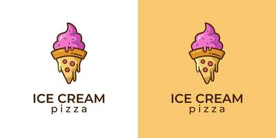 ghiaccio crema e Pizza logo design ispirazione vettore