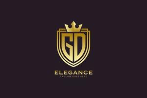 iniziale gd elegante lusso monogramma logo o distintivo modello con pergamene e reale corona - Perfetto per lussuoso il branding progetti vettore