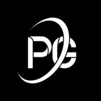 pg logo. p g design. bianca pg lettera. pg lettera logo design. iniziale lettera pg connesso cerchio maiuscolo monogramma logo. vettore