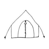 scarabocchio campeggio tenda. turista tenda isolato su bianca sfondo. vettore illustrazione.