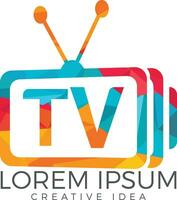 lettera tv logo design. tv media logo design concetto modello. vettore