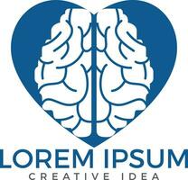 creativo cervello cuore forma logo design. pensare idea concetto. brainstorming energia pensiero cervello logotipo icona. vettore