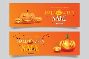 Halloween 50 spento. vendita promozione manifesto o bandiera con Halloween zucca. vettore illustrazione eps 10