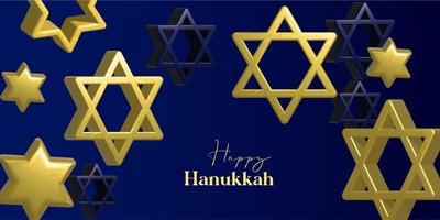 contento hanukkah carta design con oro simboli su blu colore sfondo per hanukkah ebraico vacanza vettore