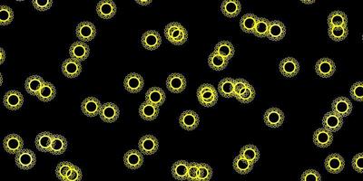 sfondo vettoriale giallo scuro con simboli di virus.