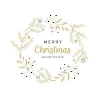 Natale ghirlanda con oro rami e pino coni. unico design per il tuo saluto carte, striscioni, volantini vettore