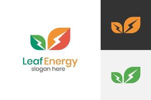 eco energia vettore logo con foglia simbolo icona disegno, verde bio foglia con veloce o tuono icona, natura elettricità rinnovabile logo per naturale tecnologia