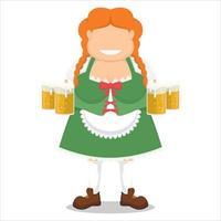 carino ragazza personaggio cartone animato di oktoberfest vettore