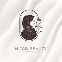 femminile hijab minimo logo modello design vettore