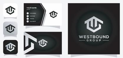 vettore grafico di lettera wg casa e contruction logo design con attività commerciale carta