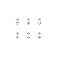 linea icona collezione di vettore segni e monocromatico simboli disegnato con nero magro linea. adatto per negozio, siti, app. imbuto, chimico composto, mortaio, pestello, algoritmo, codice di uomo