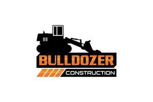 vettore del modello di logo del bulldozer. vettore logo attrezzature pesanti per società di costruzioni. illustrazione creativa dell'escavatore per il modello di logo.