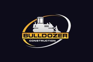 vettore del modello di logo del bulldozer. vettore logo attrezzature pesanti per società di costruzioni. illustrazione creativa dell'escavatore per il modello di logo.