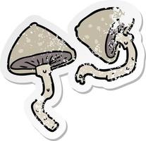 adesivo in difficoltà di un cartone animato funghi vettore