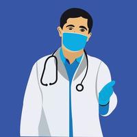 medico con maschera per Coruna virus vettore
