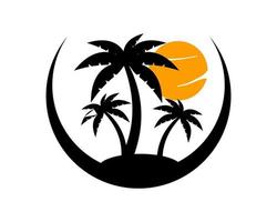 silhouette palma albero con tramonto dentro vettore