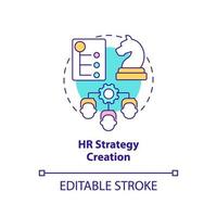 hr strategia creazione concetto icona. attività commerciale pianificazione. Lavorando abilità astratto idea magro linea illustrazione. isolato schema disegno. modificabile ictus. aria, miriade pro-grassetto font Usato vettore