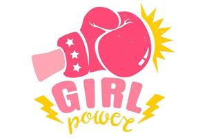 ragazza boxe con rosa guanto e nastro vettore