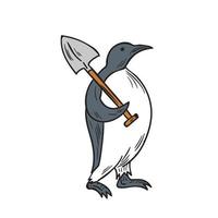 imperatore pinguino Tenere pala disegno vettore
