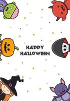 carino Halloween personaggio sfondo bandiera cartone animato illustrazione piatto cartone animato stile vettore