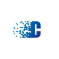 lettera c pixel logo, veloce in movimento c icona vettore