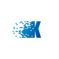 lettera K pixel logo, veloce in movimento K icona vettore