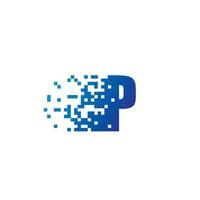 lettera p pixel logo, veloce in movimento p icona vettore
