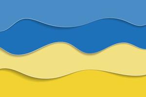 ucraino bandiera nel carta tagliare stile. giallo e blu onde sfondo. vettore illustrazione.