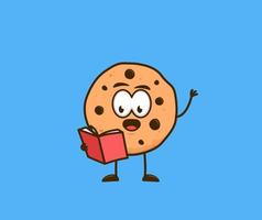 carino biscotti merenda cartone animato personaggio lettura libro vettore illustrazione grafico