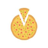 pieno il giro Pizza con fusione formaggio illustrazione vettore