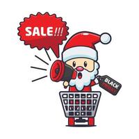 carino Santa Claus nel nero Venerdì vendita cartone animato portafortuna illustrazione