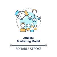 affiliato marketing modello concetto icona. pagare commissione. Creatore attività commerciale modello astratto idea magro linea illustrazione. isolato schema disegno. modificabile ictus. vettore