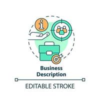 attività commerciale descrizione concetto icona. impresa dati. vantaggio di commerciale pianificazione astratto idea magro linea illustrazione. isolato schema disegno. modificabile ictus. vettore