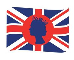 Elisabetta Regina viso blu con Britannico unito regno bandiera nazionale Europa emblema nastro icona vettore illustrazione astratto design elemento