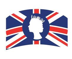 Elisabetta Regina viso bianca con Britannico unito regno bandiera nazionale Europa emblema vettore illustrazione astratto design elemento