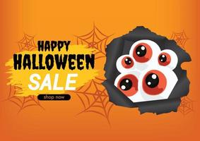 contento Halloween vendita e Halloween icone su giallo sfondo vettore