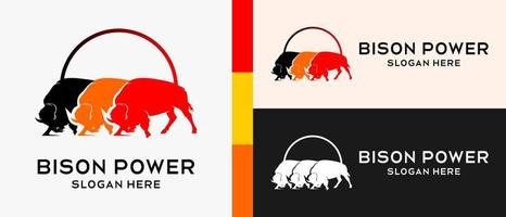 3 bisonte logo design modello con silhouette nel moderno e di moda stile. premio vettore