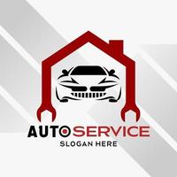 auto settore automobilistico logo design nel creativo astratto stile con Casa e chiave inglese nel linea arte stile. veloce e velocità logo modello vettore. settore automobilistico logo premio illustrazione vettore