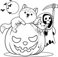 Halloween colorazione libro con carino rauco vettore