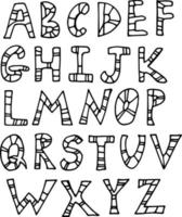 alfabeto nel nero e bianca colori su bianca sfondo. vettore Immagine.