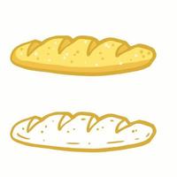 pagnotta di bianca pane. cartone animato piatto illustrazione. cibo a partire dal grano e Farina. francese baguette isolato su bianca. vettore