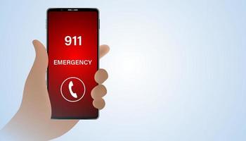 astratto mano Tenere un' Telefono concetto urgente contatto 911 emergenza per Aiuto contatto. vettore