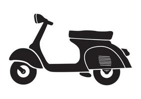 nero e bianca Vintage ▾ scooter ciclomotore icona isolato su bianca sfondo vettore