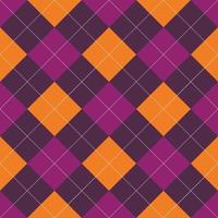 Halloween argyle plaid. Scozzese senza soluzione di continuità modello nel arancia e viola rombi. Scozzese gabbia vettore illustrazione.